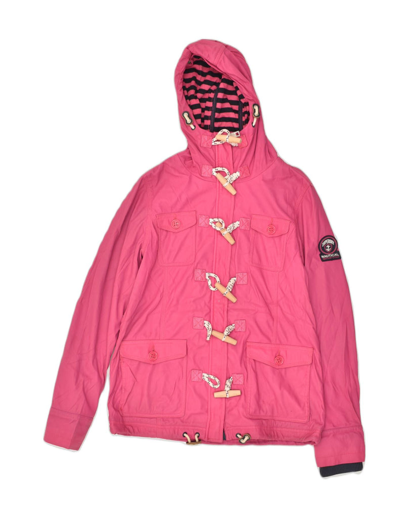 SUPERDRY Womens Hooded Duffle Jacket UK 8 Small Pink Polyester | Vintage Superdry | Thrift | Second-Hand Superdry | Used Clothing | Messina Hembry 