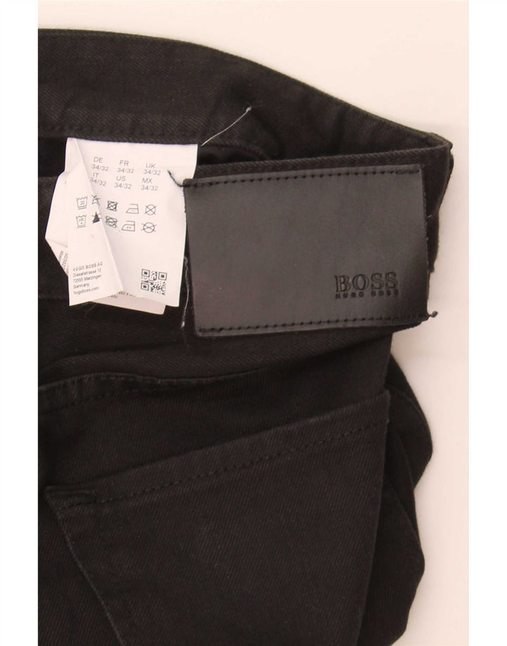 Hugo Boss Mens Straight Jeans W34 L32 Black Cotton