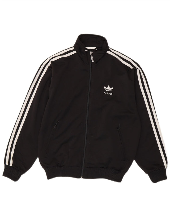 Adidas Boys Tracksuit Top Jacket 11-12 Years Medium Black Polyester