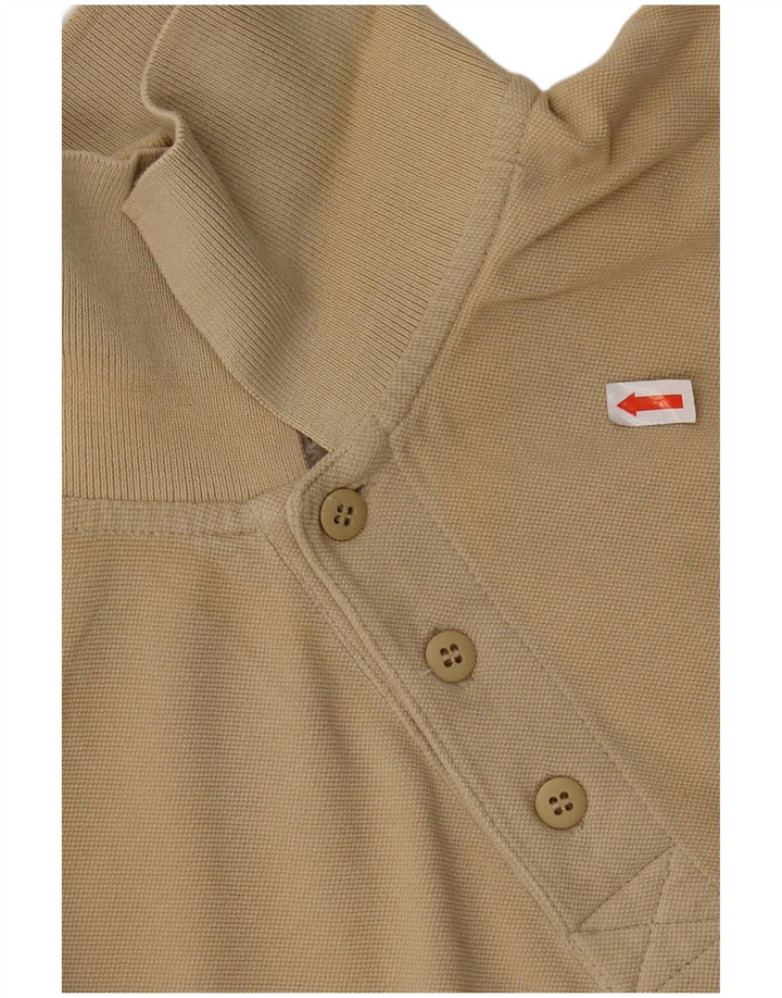REEBOK Mens Polo Shirt Medium Beige Cotton