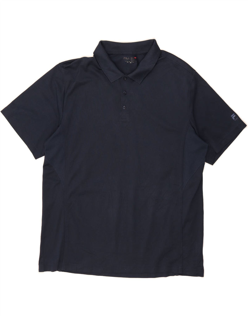 FILA Mens Polo Shirt XL Navy Blue Polyester Vintage Fila and Second-Hand Fila from Messina Hembry 