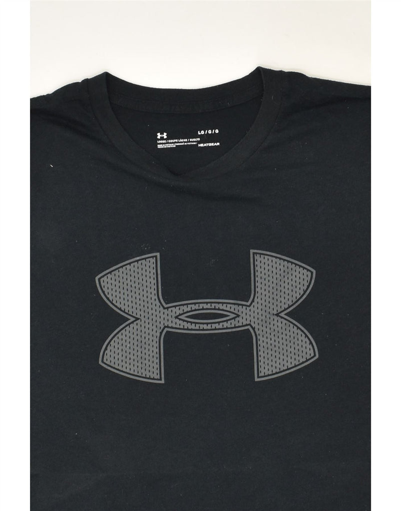 UNDER ARMOUR Mens Heat Gear Graphic T-Shirt Top Large Black Polyester | Vintage Under Armour | Thrift | Second-Hand Under Armour | Used Clothing | Messina Hembry 