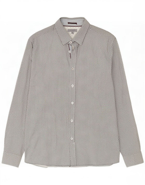 Ted Baker Mens Shirt Size 5 XL Black Geometric Cotton