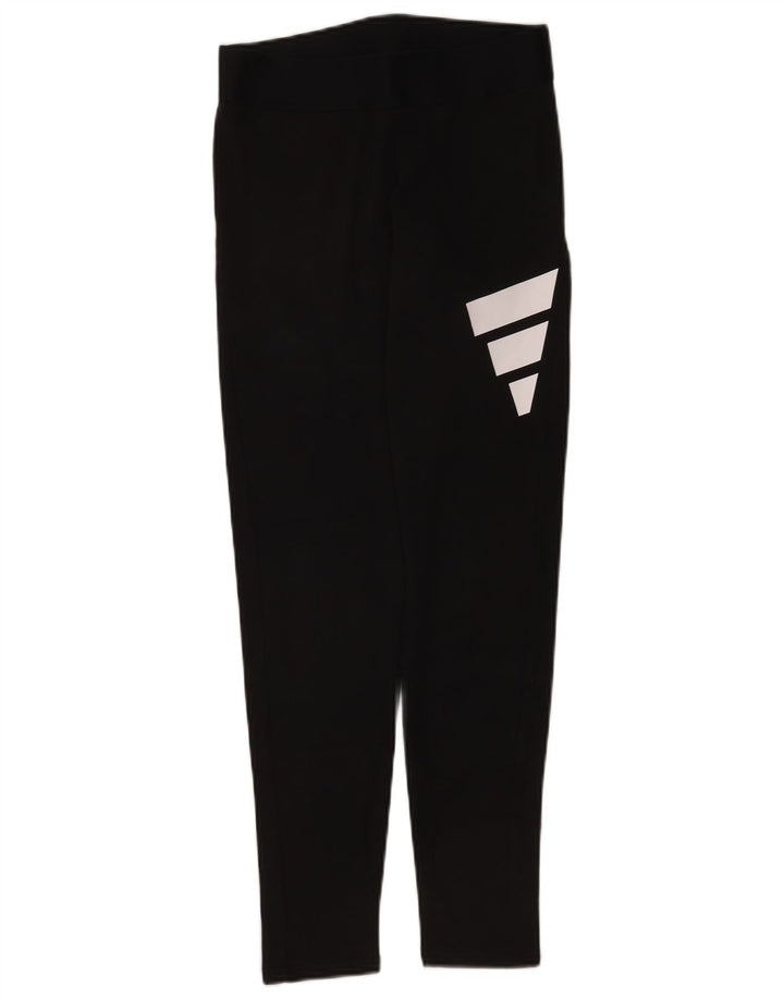 Adidas Womens Graphic Leggings UK 12/14 Medium Black Cotton