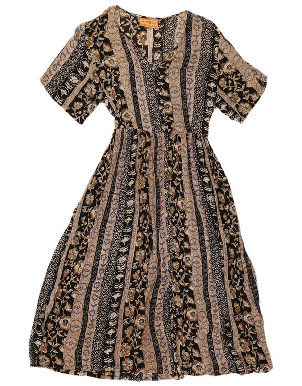 Vintage Womens Maxi Dress UK 12 Medium Grey Floral