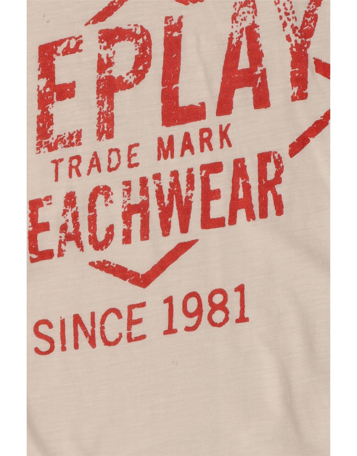Replay Mens Graphic T-Shirt Top Small White