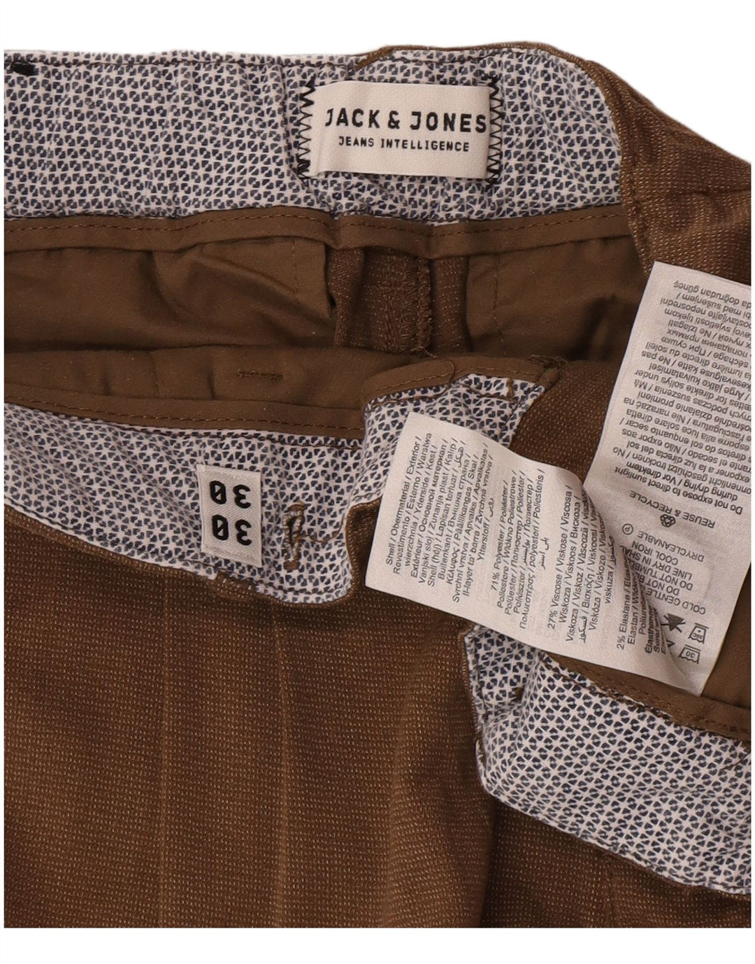 Jack & Jones Mens Pegged Chino Trousers W30 L23 Brown Polyester