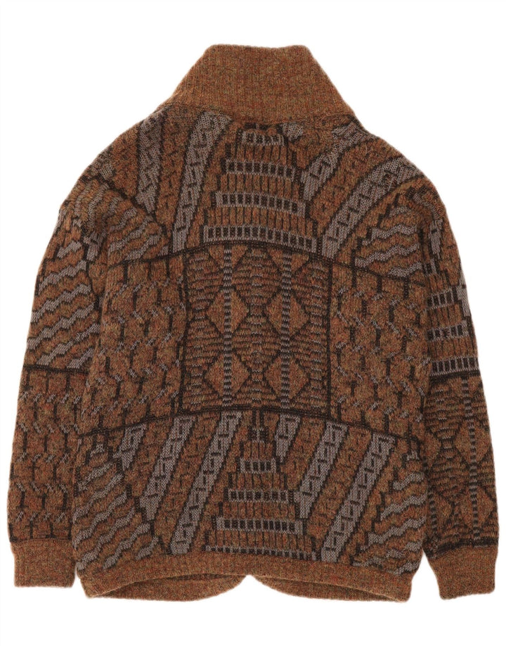 GEIGER Womens Cardigan Sweater EU 38 Medium Brown Geometric