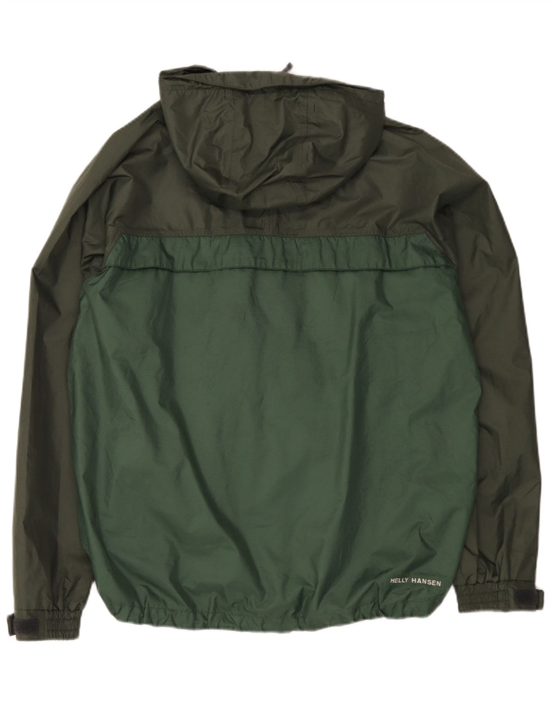 Helly Hansen Mens Hooded Rain Jacket UK 40 Large Green Colourblock Nylon