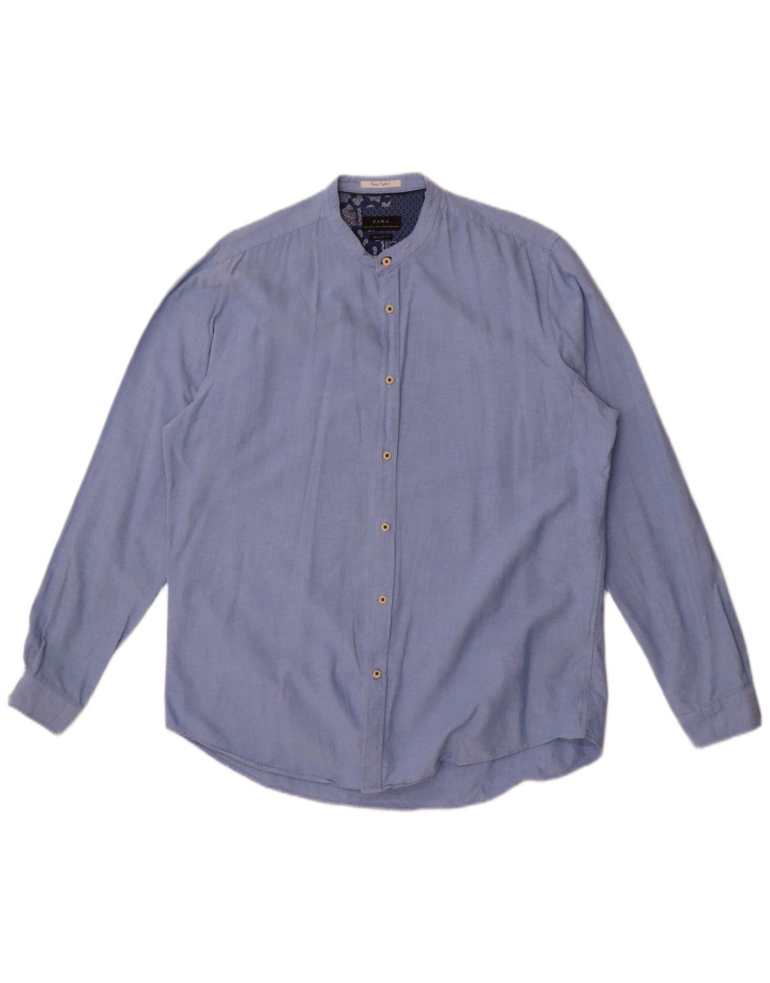 Zara Mens Regular Fit Shirt XL Blue Cotton