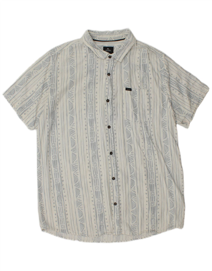 Rip Curl Mens Short Sleeve Shirt XL White Geometric Viscose