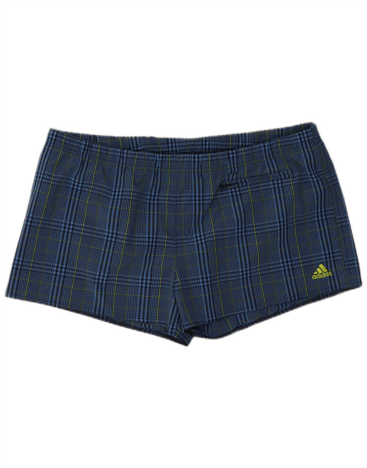 Adidas Mens Swimming Shorts XL Navy Blue Check Polyester