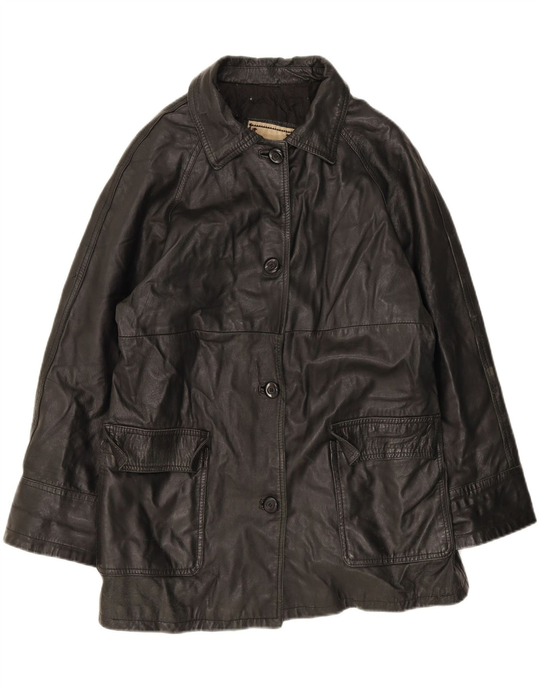 VINTAGE Womens Leather Jacket UK 18 XL Black Leather Vintage Vintage and Second-Hand Vintage from Messina Hembry 