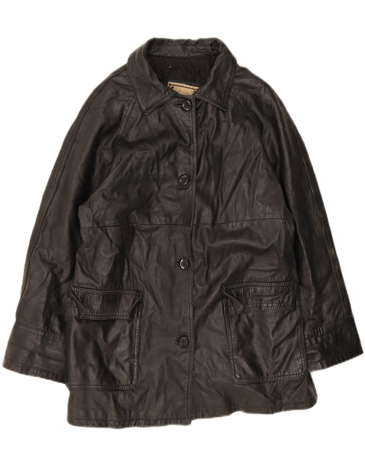 VINTAGE Womens Leather Jacket UK 18 XL Black Leather Vintage Vintage and Second-Hand Vintage from Messina Hembry 