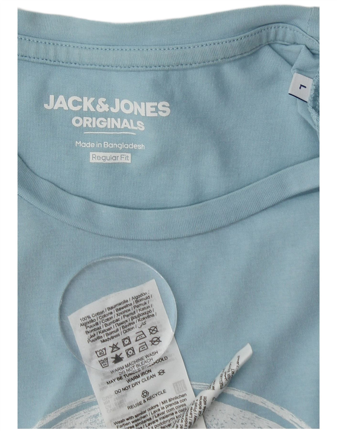 JACK & JONES Mens Regular Fit Graphic T-Shirt Top Large Blue Cotton