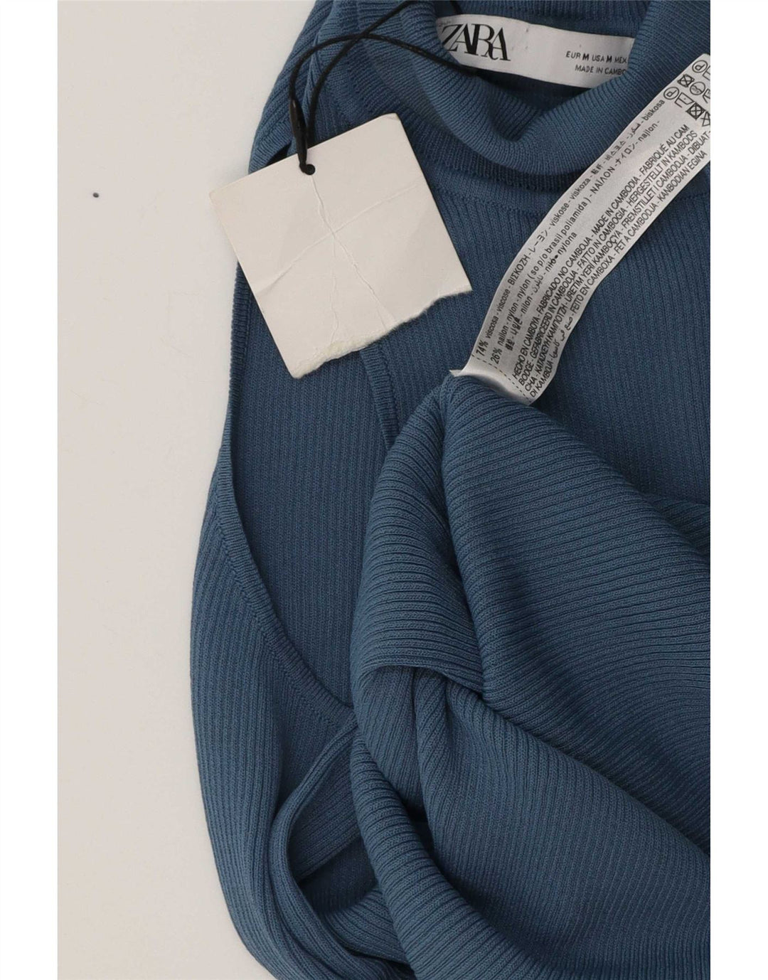 Zara Womens One Shoulder Top UK 12 Medium Blue Viscose