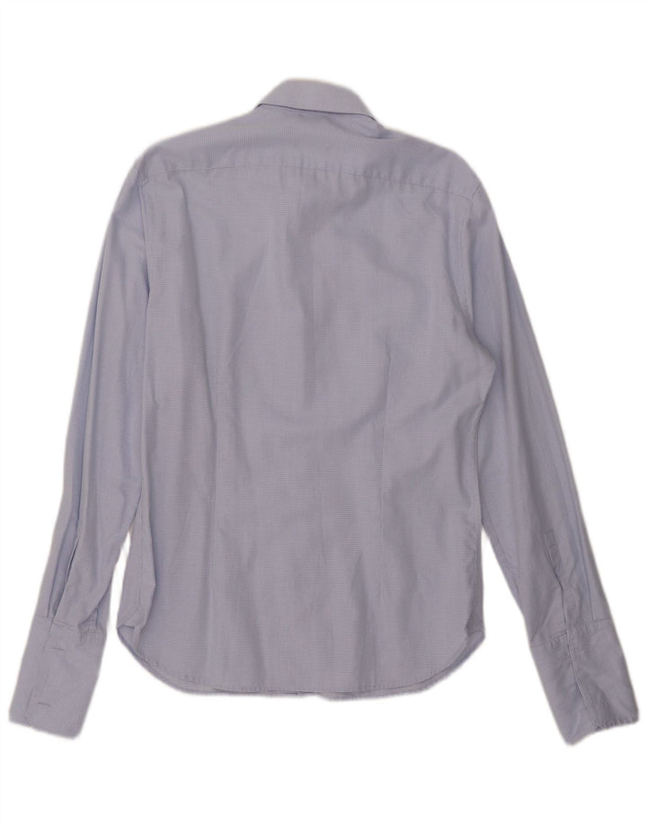 Dkny Mens Slim Fit Formal Shirt Size 15 1/2 Medium Blue Check