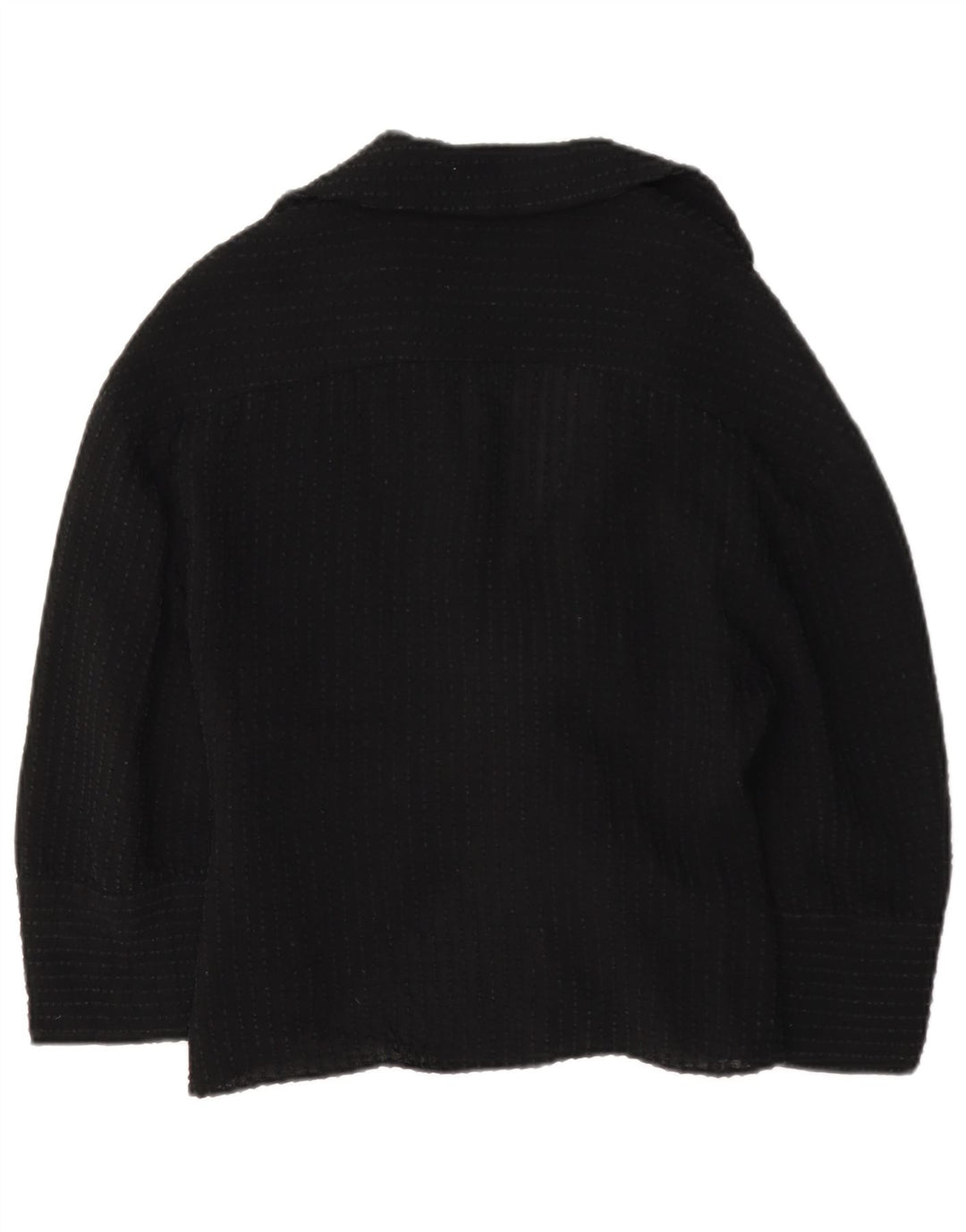 Zara Womens 3/4 Sleeve Front Tie Shirt Blouse UK 12 Medium Black Viscose