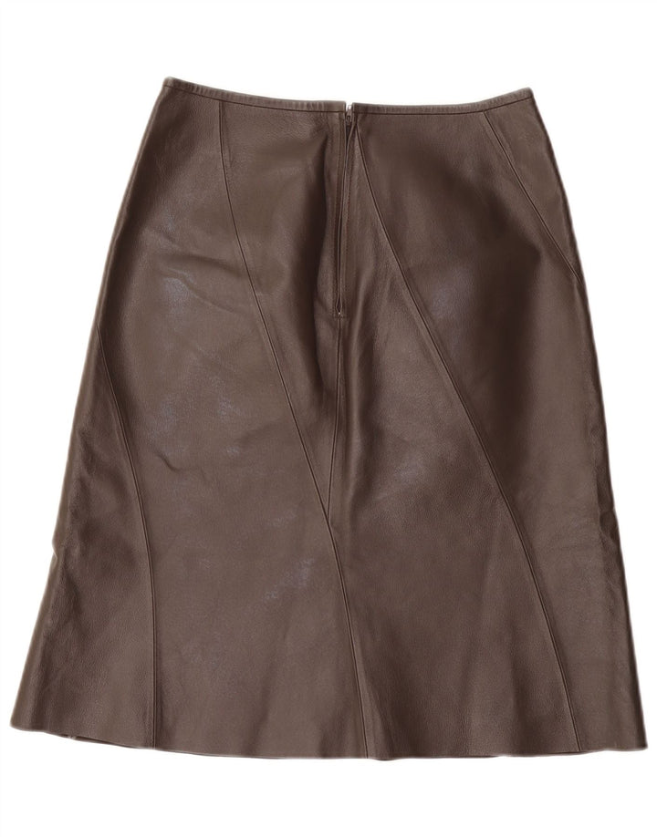 VINTAGE Womens Leather Skirt UK 12 Medium W28 Brown Leather