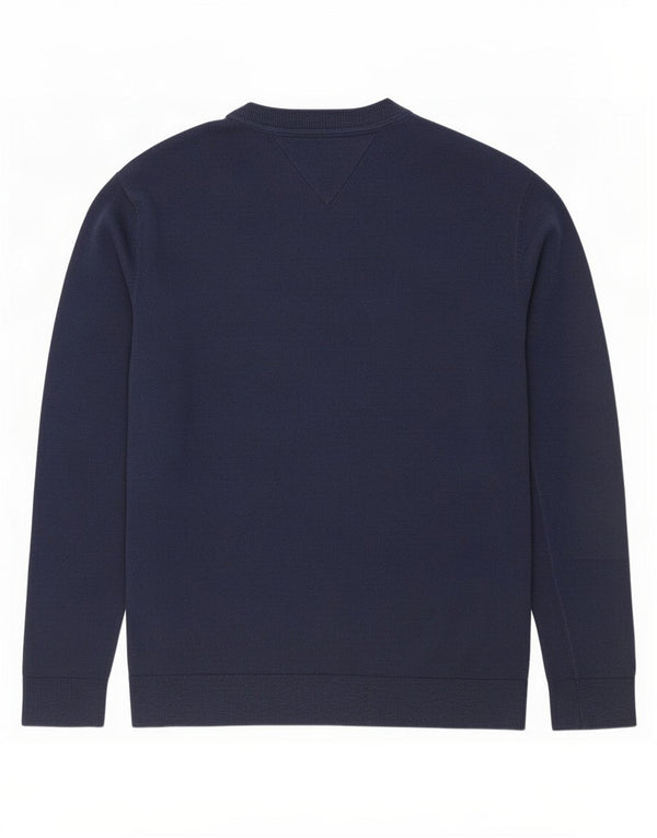 Tommy Hilfiger Mens Crew Neck Jumper Sweater Small Navy Blue Cotton