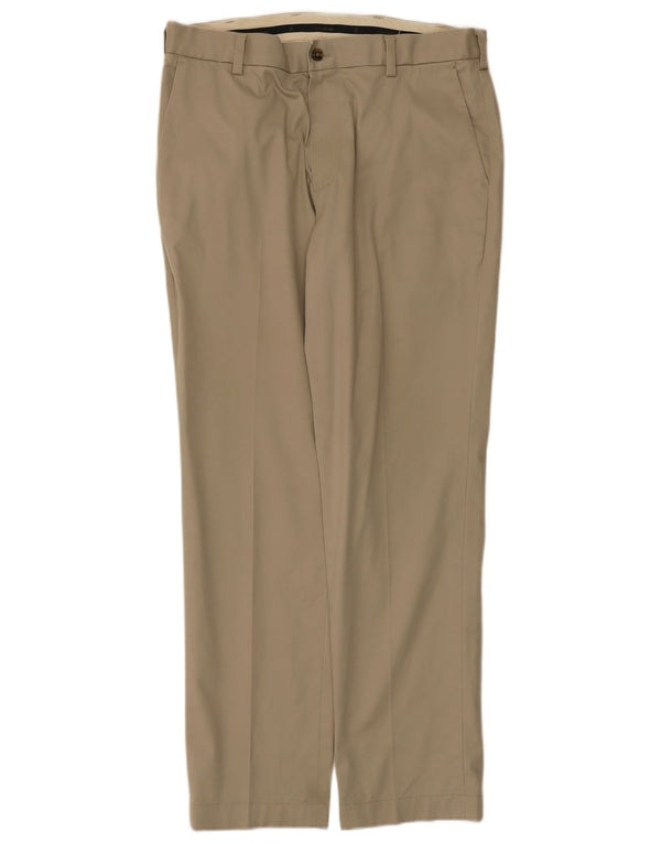 Brooks Brothers Mens Straight Chino Trousers W34 L30 Beige Cotton