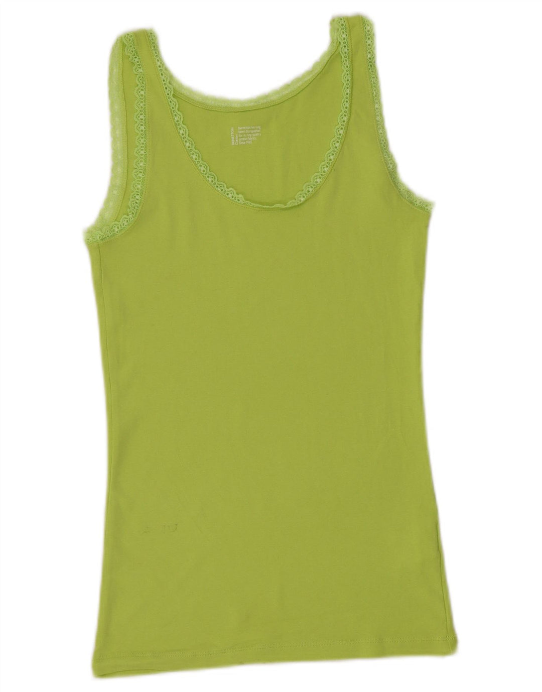 BENETTON Womens Vest Top UK 14 Large Green Cotton