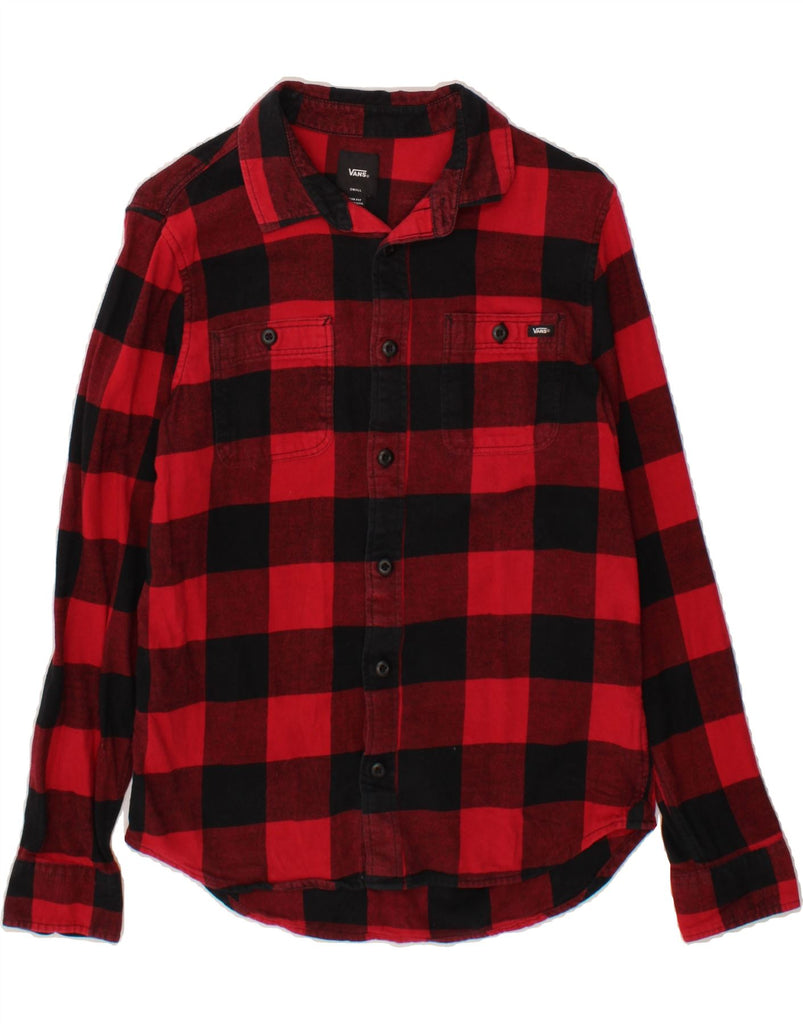 VANS Mens Slim Fit Flannel Shirt Small Red Gingham Cotton Vintage Vans and Second-Hand Vans from Messina Hembry 
