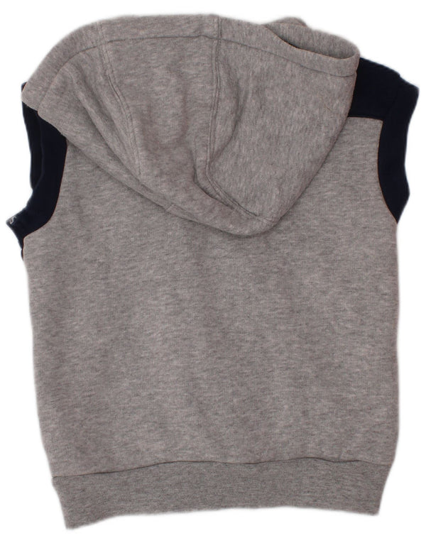 ADIDAS Boys Sleeveless Zip Hoodie Sweater 3-4 Years Navy Blue Colourblock