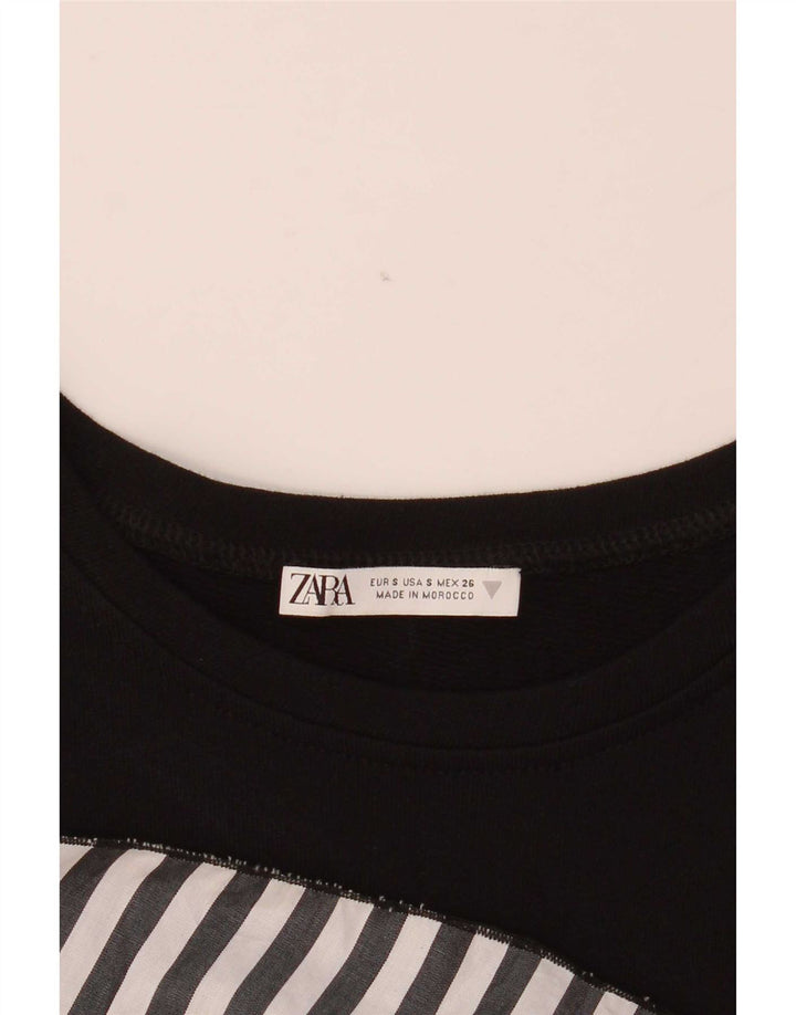 Zara Womens Blouse Top UK 10 Small Black Striped