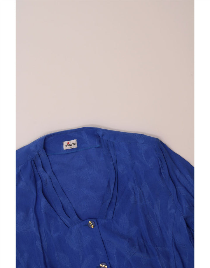 ELINETTE Womens Oversized Longline Shirt Blouse EU 46 XL Blue Floral Vintage Elinette and Second-Hand Elinette from Messina Hembry 