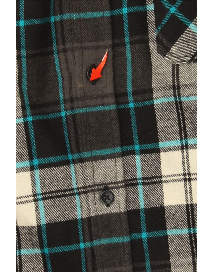 Quiksilver Mens Regular Fit Flannel Shirt Medium Grey Plaid Cotton