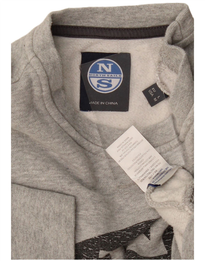 NORTH SAILS Womens Graphic Sweatshirt Jumper UK 14 Medium Grey Flecked