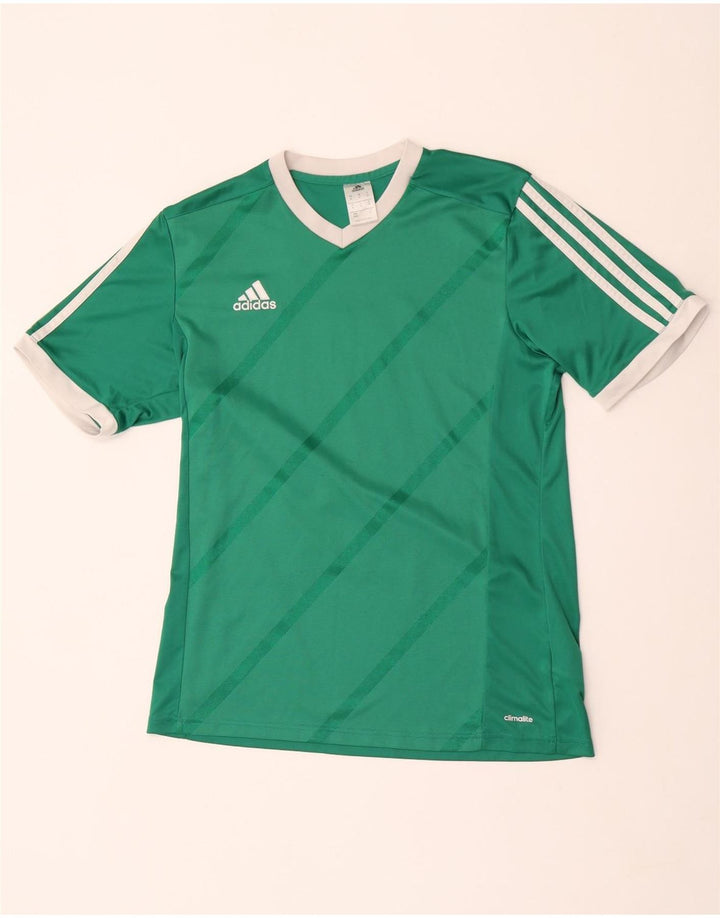 Adidas Mens Climalite Graphic T-Shirt Top Medium Green Striped Polyester