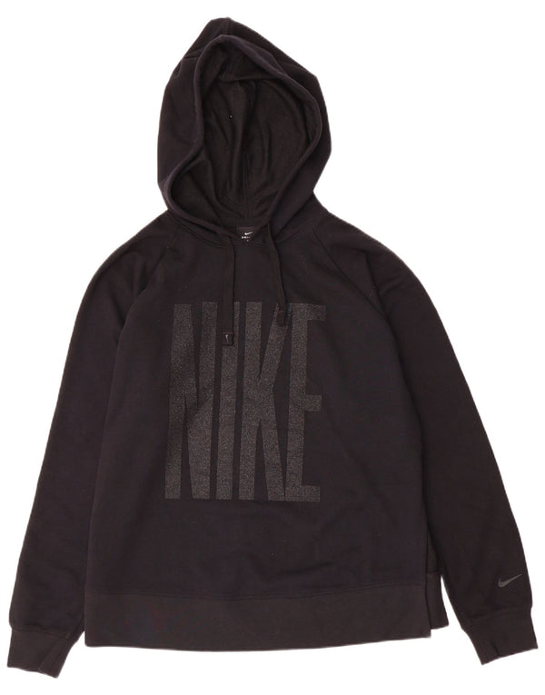 Nike Womens Dri Fit Graphic Oversized Hoodie Jumper UK 14 Medium Black