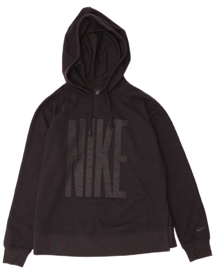 Nike Womens Dri Fit Graphic Oversized Hoodie Jumper UK 14 Medium Black