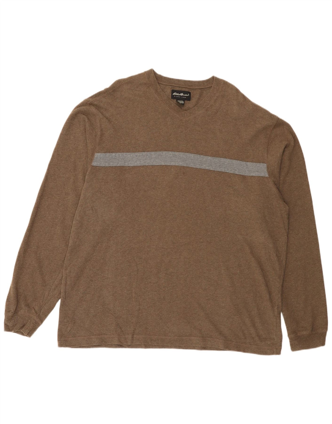 EDDIE BAUER Mens Tall Top Long Sleeve XL Brown Colourblock Cotton