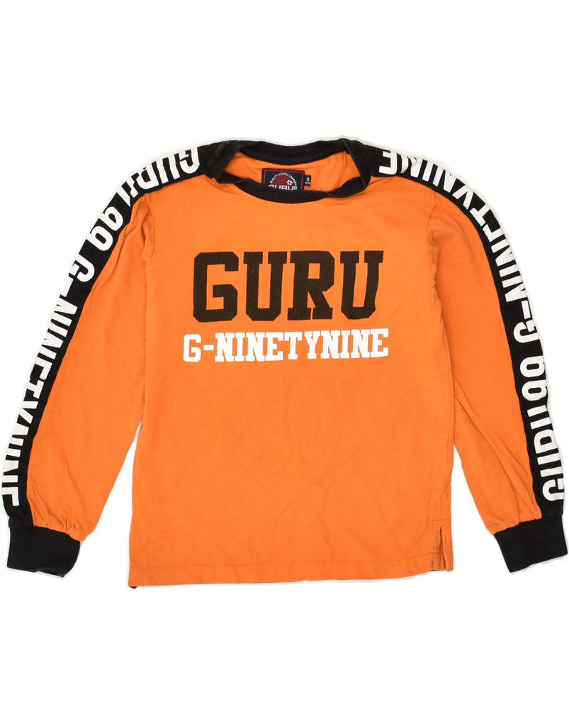 GURU Boys Graphic Top Long Sleeve 7-8 Years Orange Cotton | Vintage Guru | Thrift | Second-Hand Guru | Used Clothing | Messina Hembry 