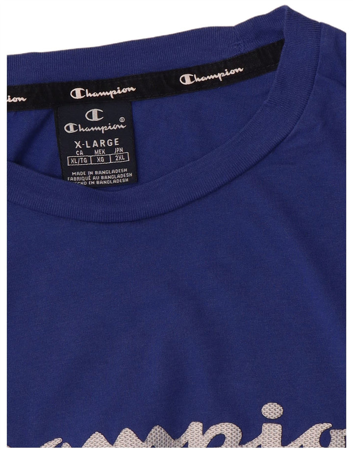 Champion Mens Graphic T-Shirt Top XL Blue