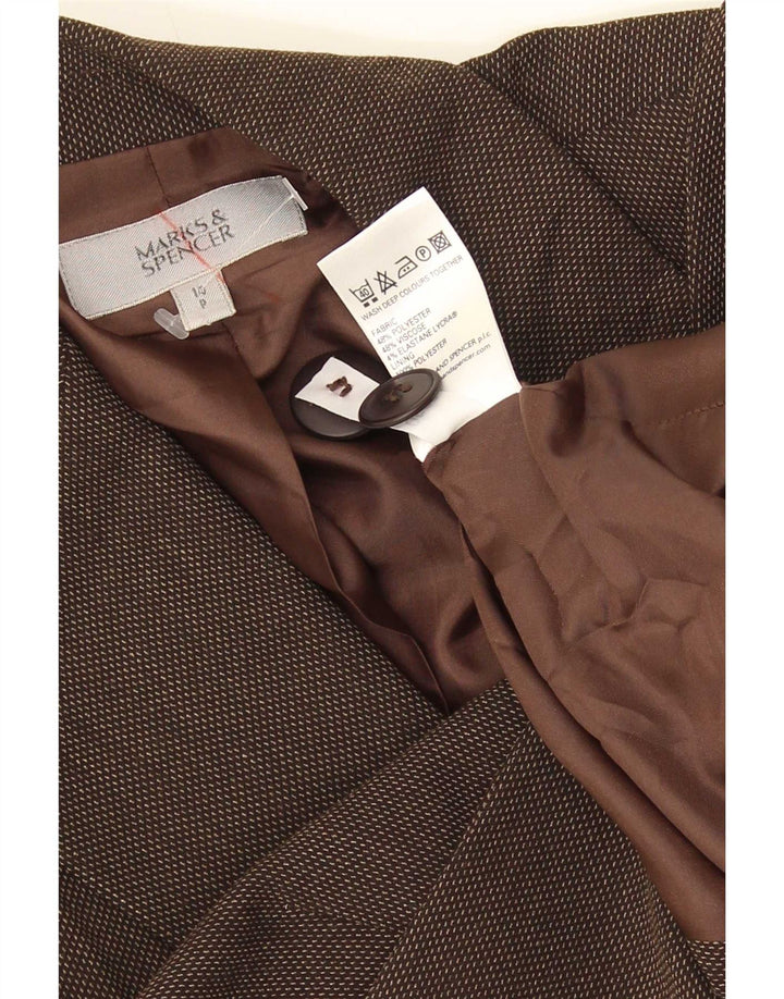 Marks & Spencer Womens 1 Button Blazer Jacket UK 14 Large Brown Viscose