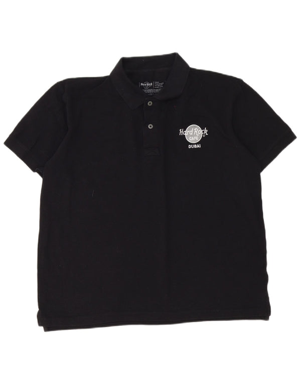 Hard Rock Cafe Mens Dubai Polo Shirt Large Black Cotton
