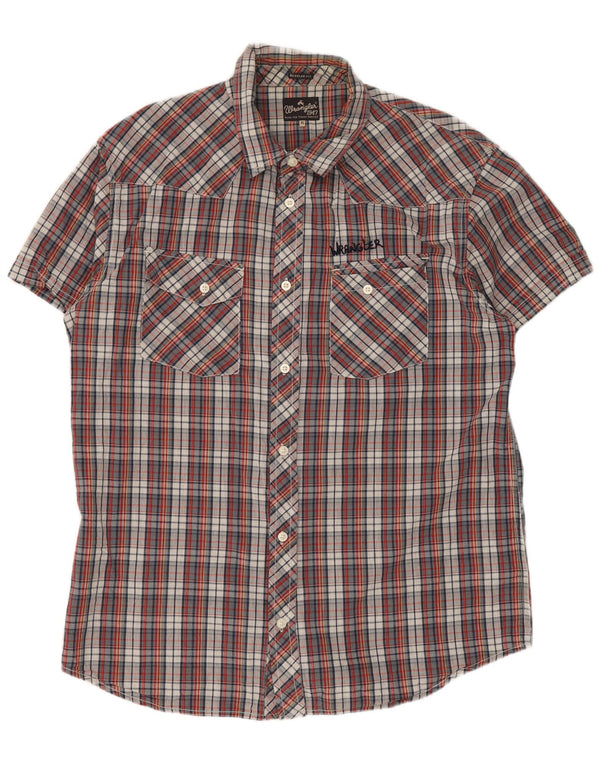 Wrangler Mens Short Sleeve Regular Fit Shirt XL Red Check Cotton
