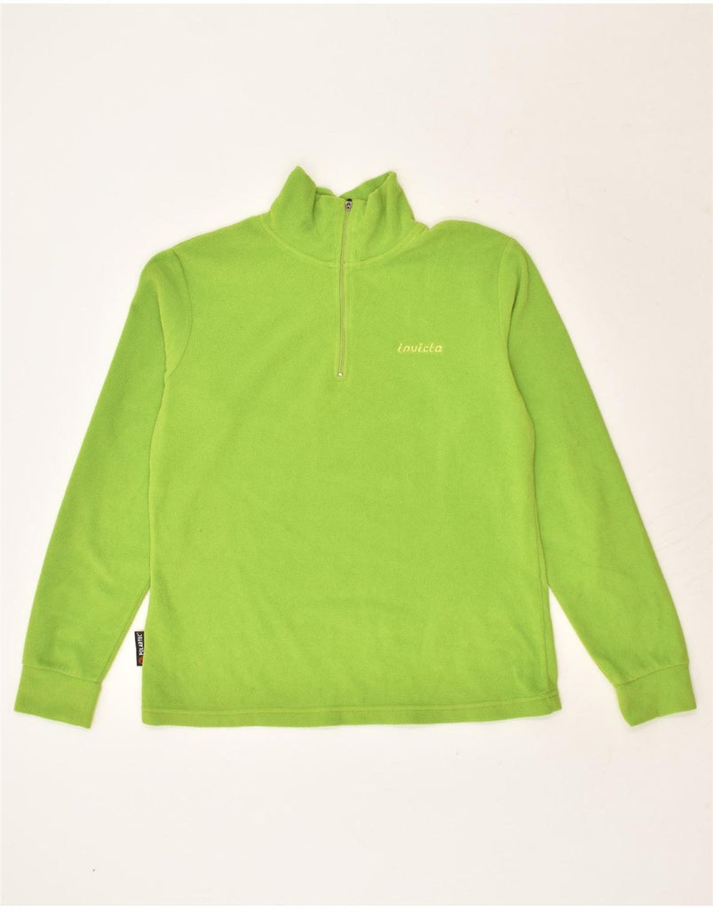 INVICTA Womens Zip Neck Fleece Jumper UK 14 Large Green Polyester | Vintage Invicta | Thrift | Second-Hand Invicta | Used Clothing | Messina Hembry 