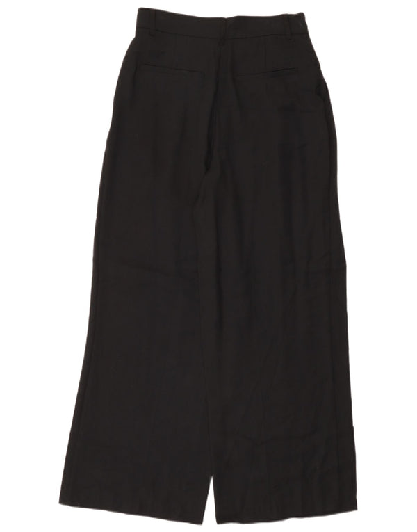 Zara Womens Wide Leg Chino Trousers Medium W28 L29 Black Modal