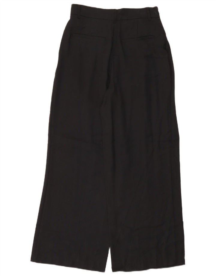 Zara Womens Wide Leg Chino Trousers Medium W28 L29 Black Modal