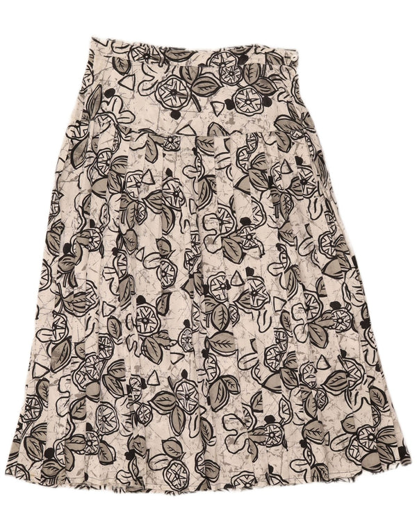 Vintage Womens Midi Pleated Skirt W29 Medium White Floral
