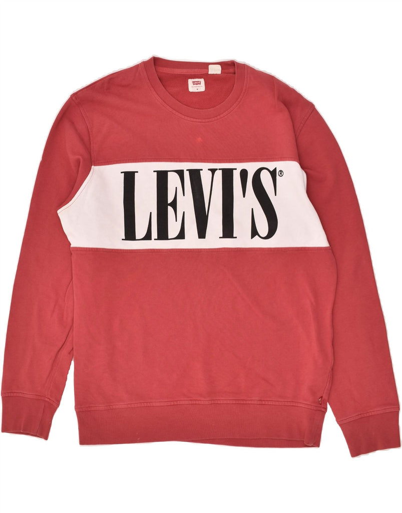 LEVI'S Mens Graphic Sweatshirt Jumper Medium Red Colourblock Cotton | Vintage Levi's | Thrift | Second-Hand Levi's | Used Clothing | Messina Hembry 