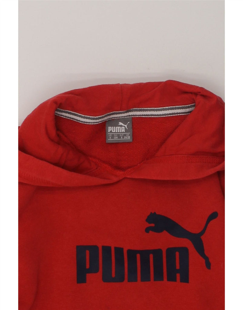 PUMA Boys Graphic Hoodie Jumper 7-8 Years Red Cotton | Vintage Puma | Thrift | Second-Hand Puma | Used Clothing | Messina Hembry 