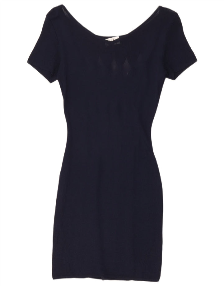 Vintage Womens Sheath Dress UK 8 Small Navy Blue Viscose