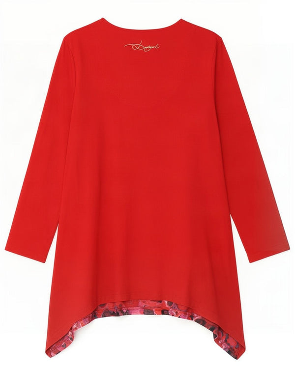 Desigual Womens Graphic Asymmetric Tunic Dress UK 12 Medium Red Floral
