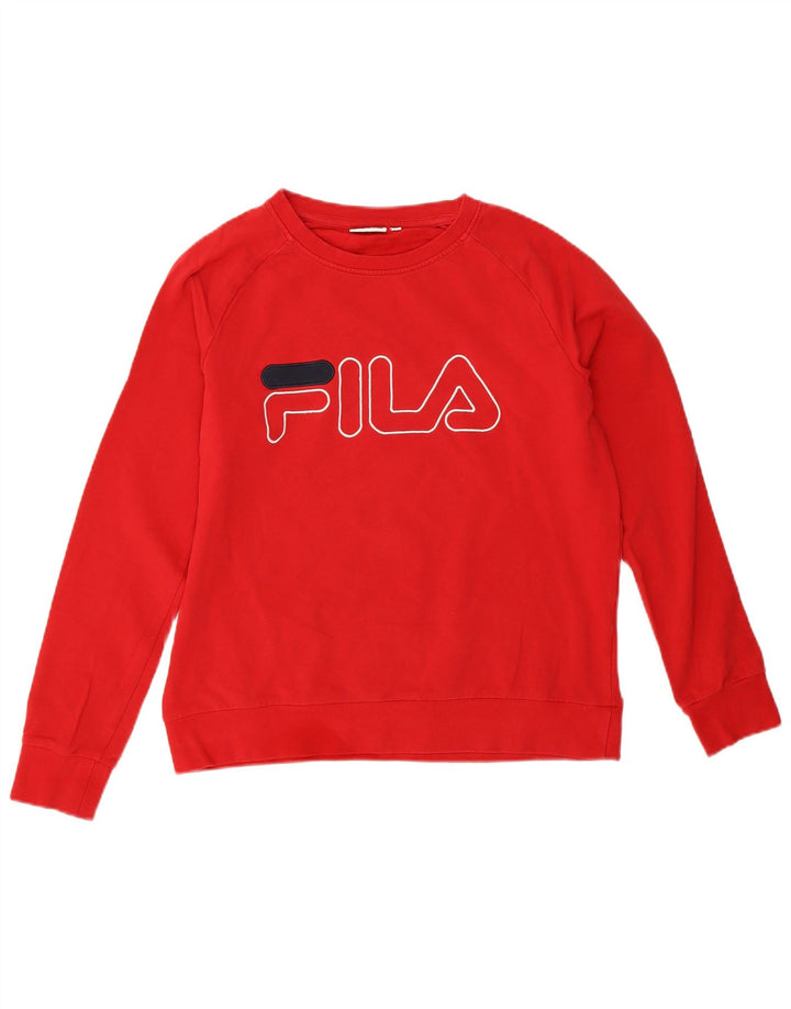 Fila Womens Graphic Sweatshirt Jumper UK 14 Medium Red
